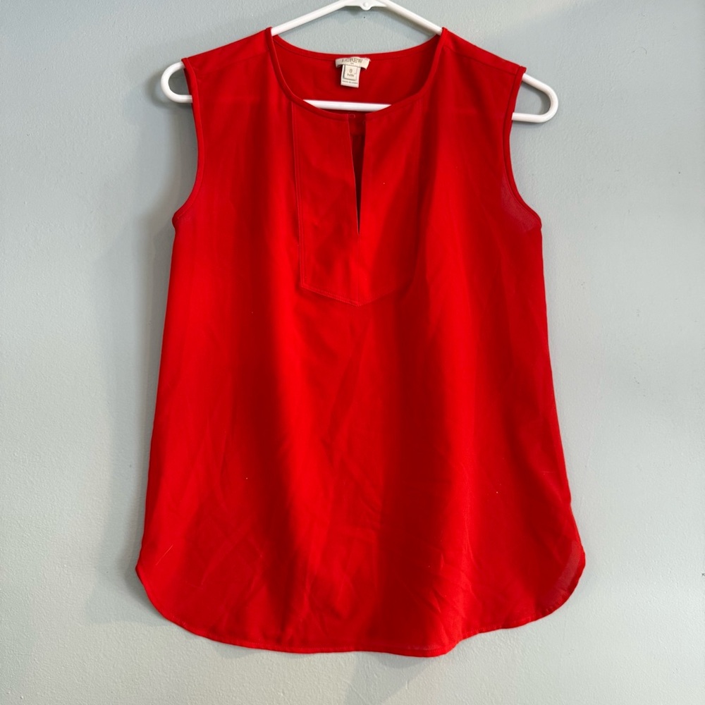 J. Crew Bold Red Sleeveless Blouse